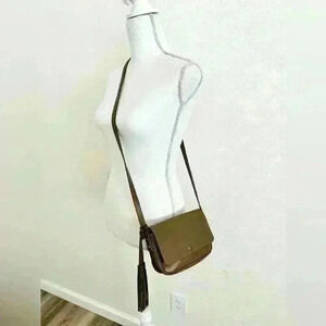 American Eagle Taupe Leather Crossbody Bag